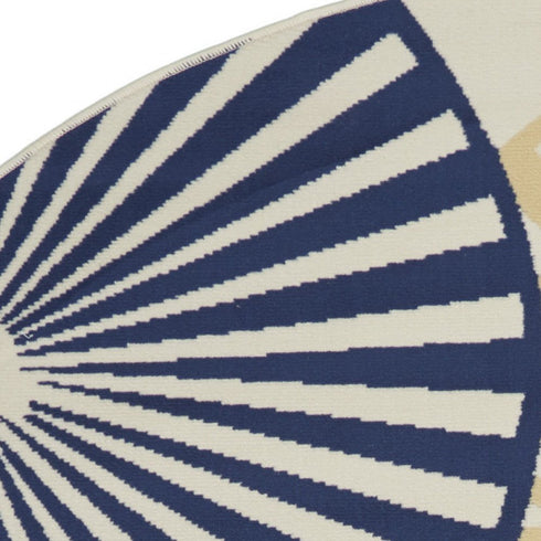 4' X 6' Blue and Ivory Geometric Power Loom Area Rug